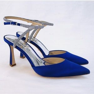 NEVER WORN! Badgley Mischka Kamilah Royal Blue 8.5  3" Ankle Strap Heel.